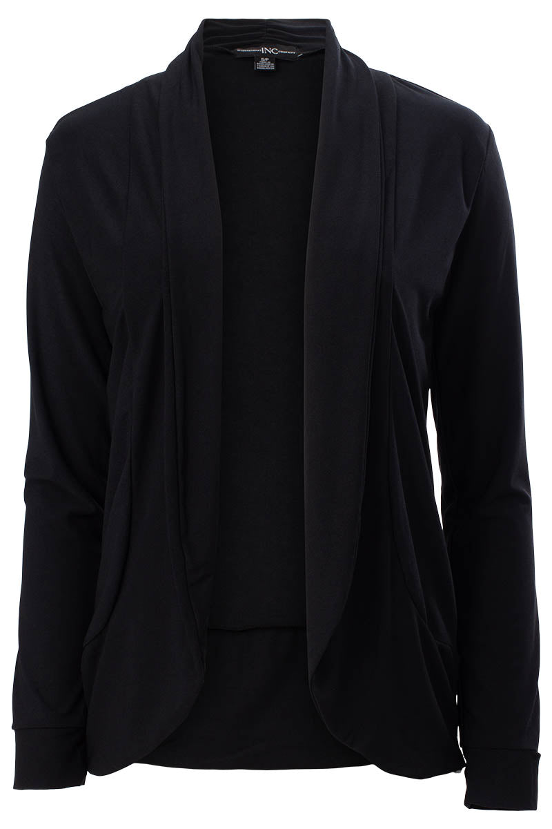 Solid Long Sleeve Open Front Cocoon Cardigan - Black - Womens Cardigans - Fairweather