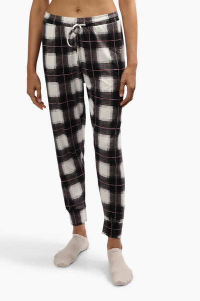Cuddly Canuckies Plaid Print Pajama Pants - Black - Womens Pajamas - Fairweather