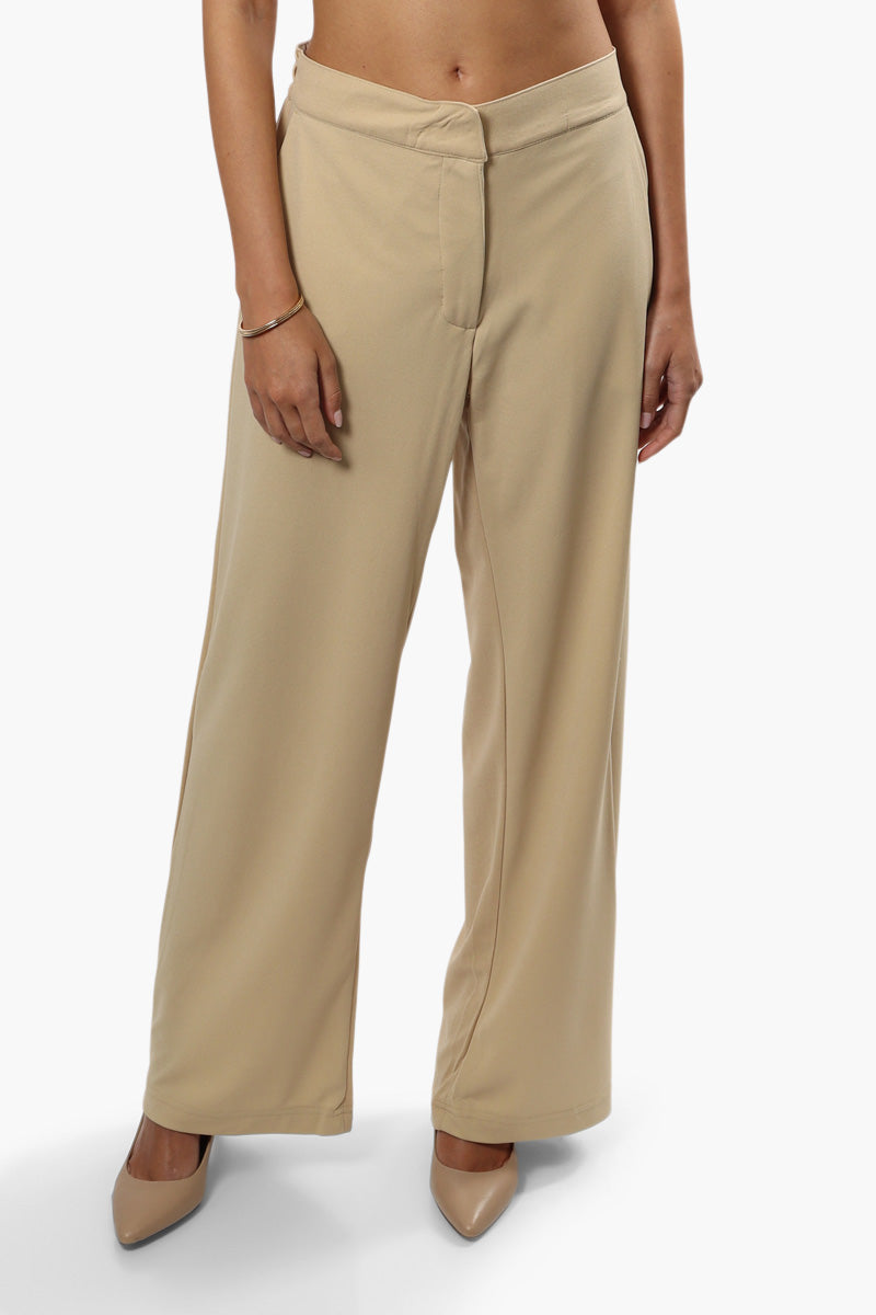 Limite Solid Wide Leg Pants - Beige - Womens Pants - Fairweather