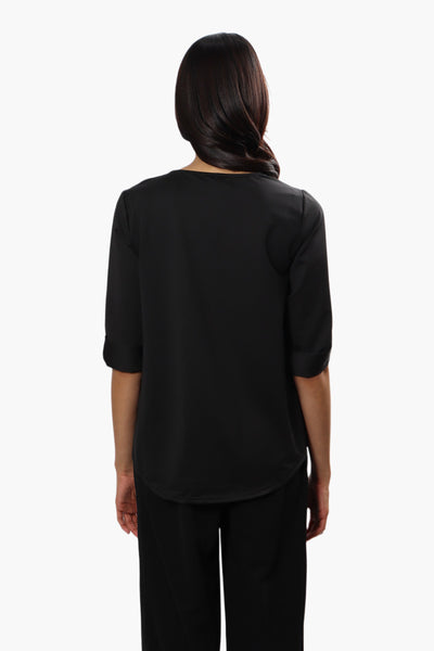 Beechers Brook Solid Roll Up Sleeve Blouse - Black - Womens Shirts & Blouses - Fairweather