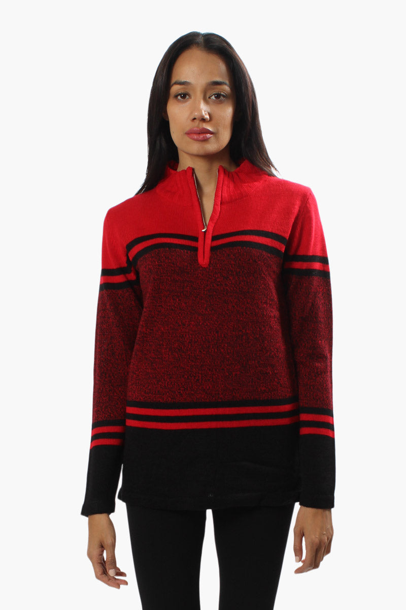 Canada Weather Gear Front Zip Pullover Sweater - Red - Womens Pullover Sweaters - Fairweather