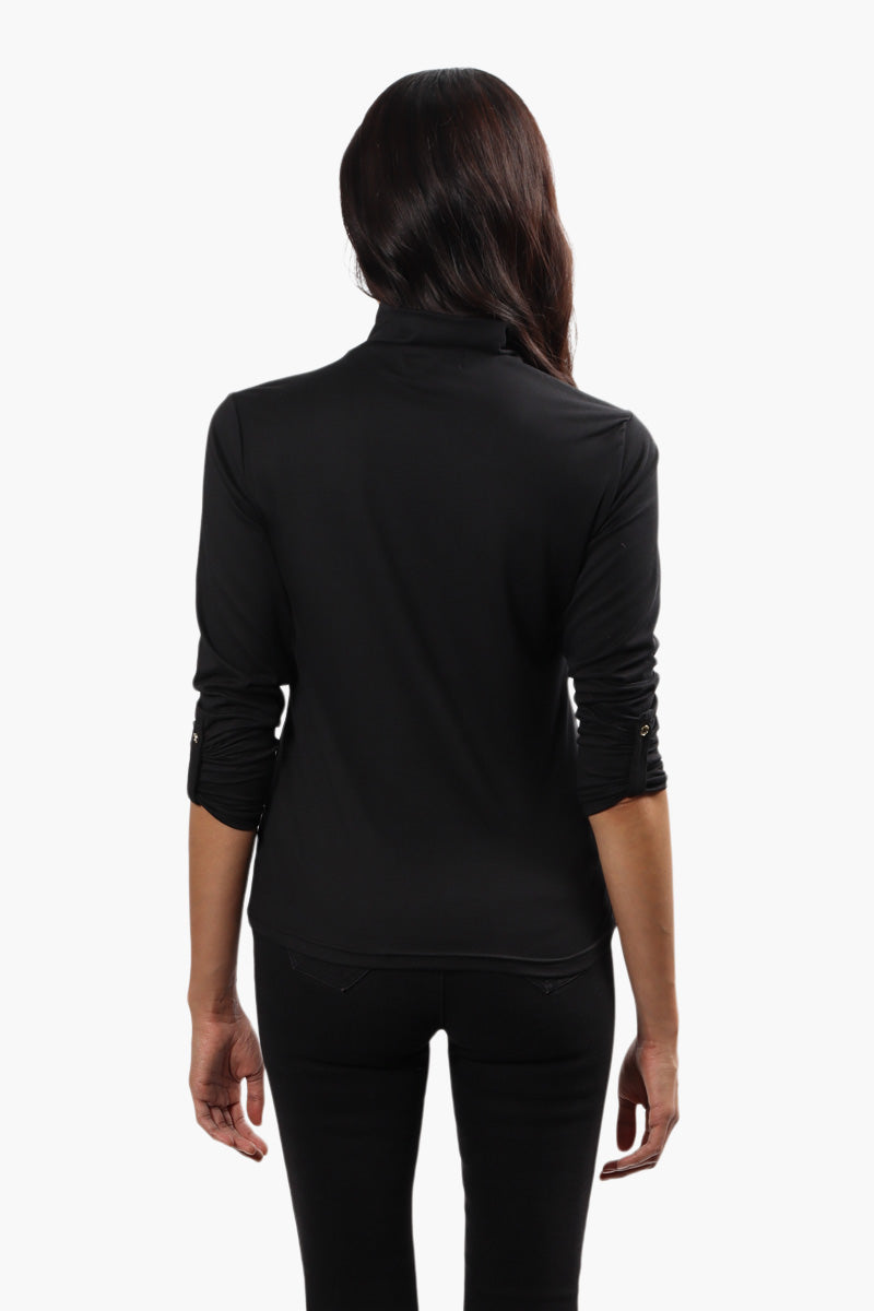 International INC Company Mock Neck Long Sleeve Top - Black - Womens Long Sleeve Tops - Fairweather