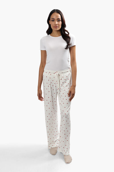 Cuddly Canuckies Ladybug Print Pajama Pants - White - Womens Pajamas - Fairweather