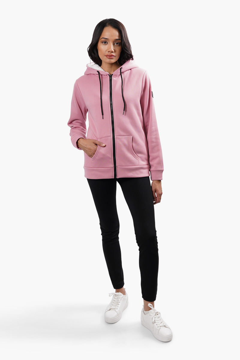Fahrenheit Sherpa Lined Front Zip Hoodie - Pink - Womens Hoodies & Sweatshirts - Fairweather