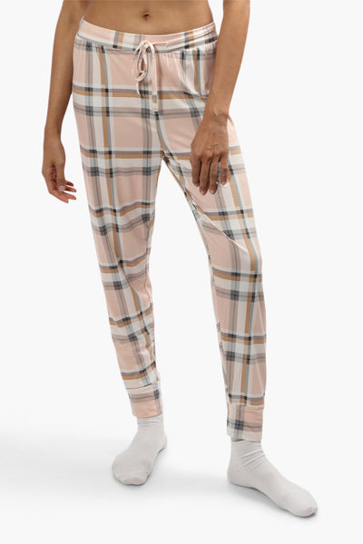 Cuddly Canuckies Plaid Print Pajama Pants - Blush - Womens Pajamas - Fairweather