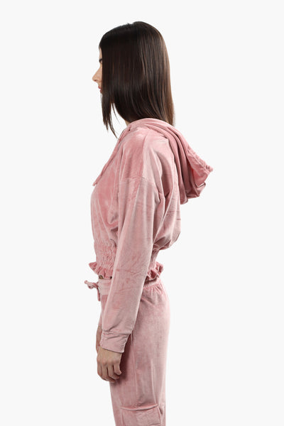 Mikk Cropped Cinched Waist Pullover Hoodie - Pink - Womens Hoodies & Sweatshirts - Fairweather