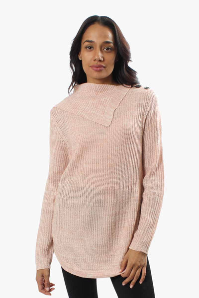International INC Company Split Neck Knit Pullover Sweater - Pink - Womens Pullover Sweaters - Fairweather