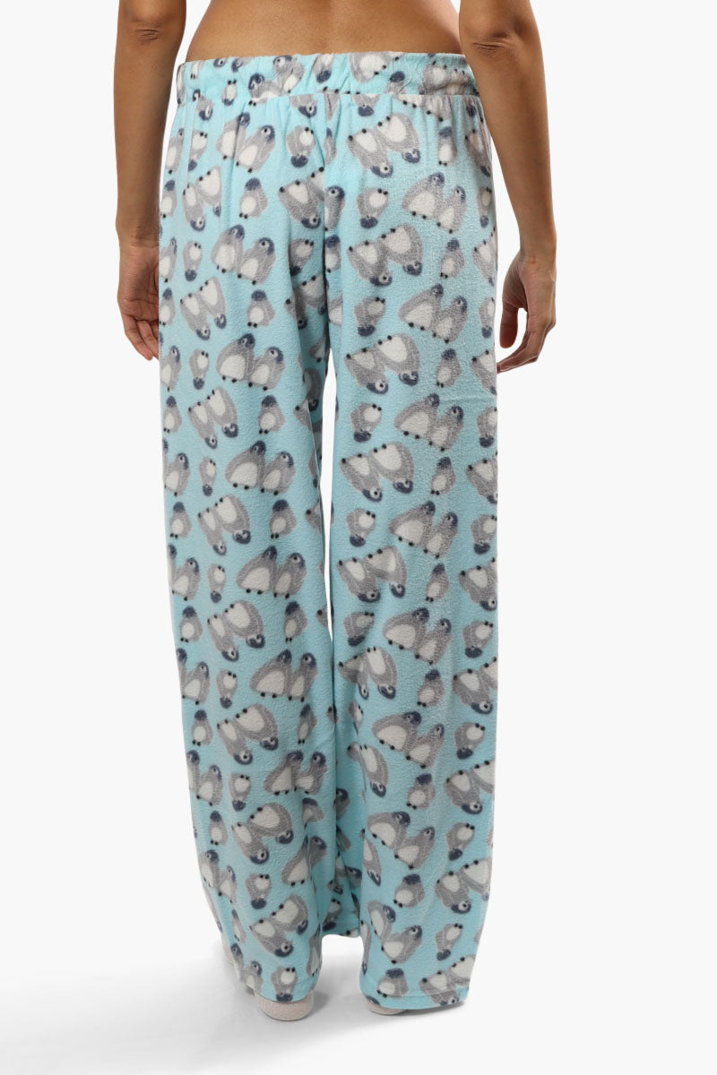 Cuddly Canuckies Plush Penguin Print Pajama Pants - Blue - Womens Pajamas - Fairweather