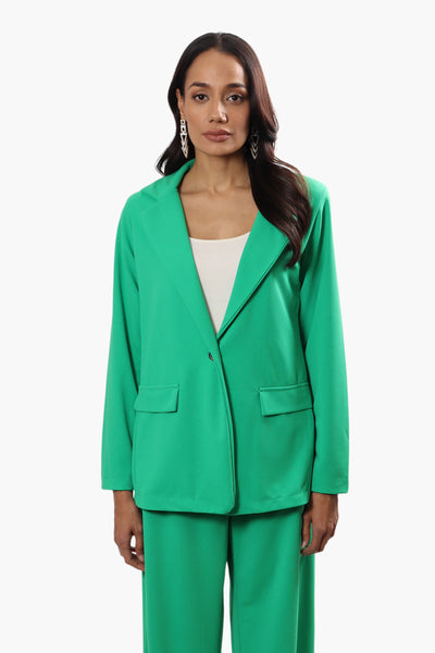 Limite Solid Single Button Blazer - Green - Womens Blazers - Fairweather