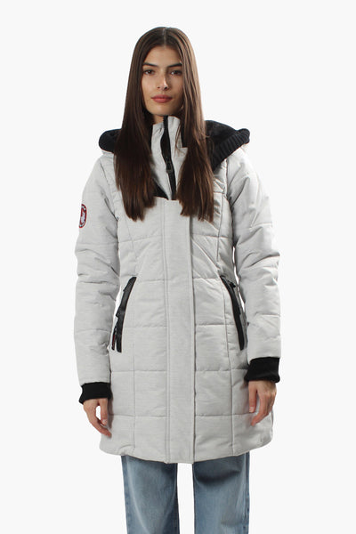 Canada Weather Gear Solid Ribbed Hood Parka Jacket - Grey - Womens Parka Jackets - Fairweather