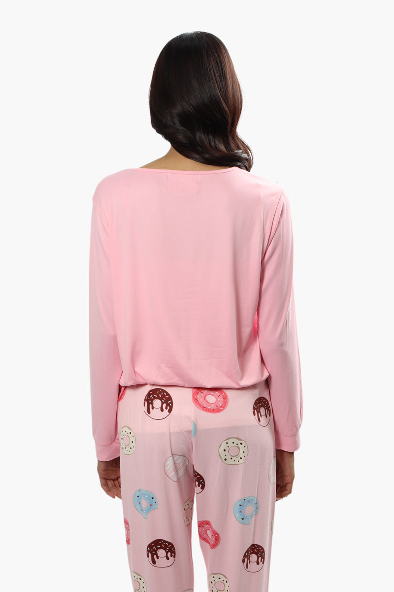 Cuddly Canuckies Donut Stress Print Pajama Top - Pink - Womens Pajamas - Fairweather