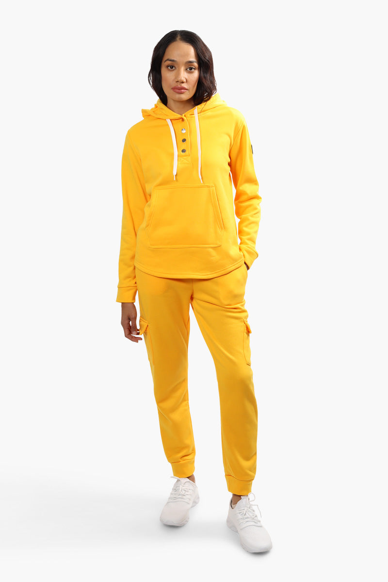 Fahrenheit Fleece Henley Hoodie - Yellow - Womens Hoodies & Sweatshirts - Fairweather