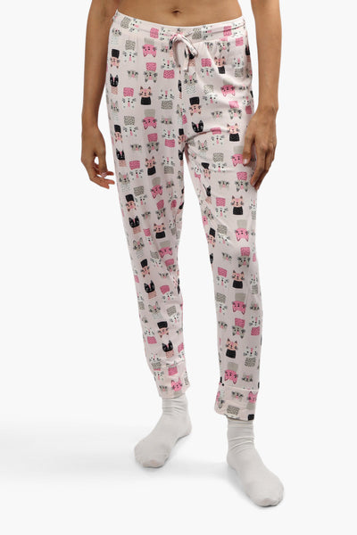 Cuddly Canuckies Cat Print Pajama Pants - Pink - Womens Pajamas - Fairweather