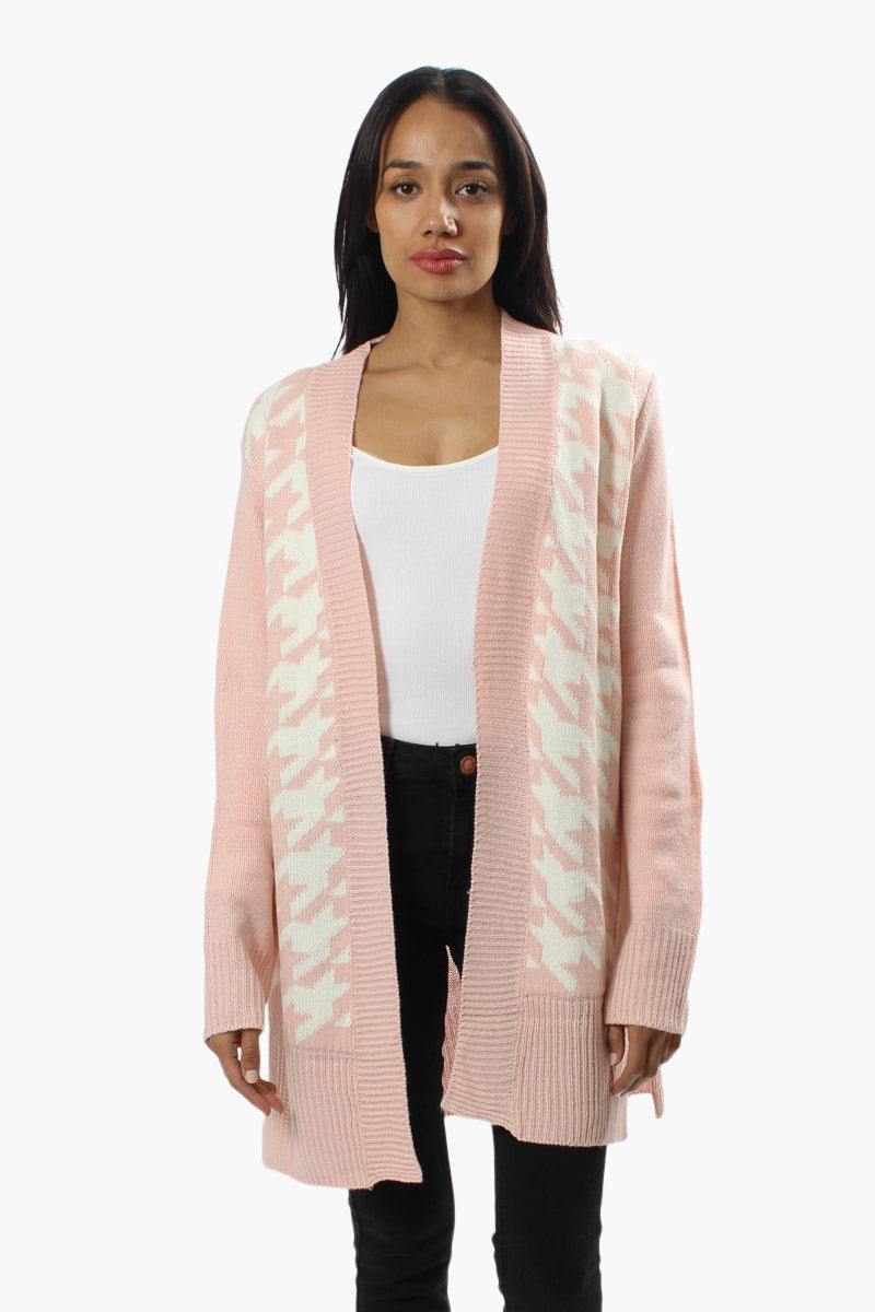 International INC Company Patterned Open Cardigan - Pink - Womens Cardigans - Fairweather