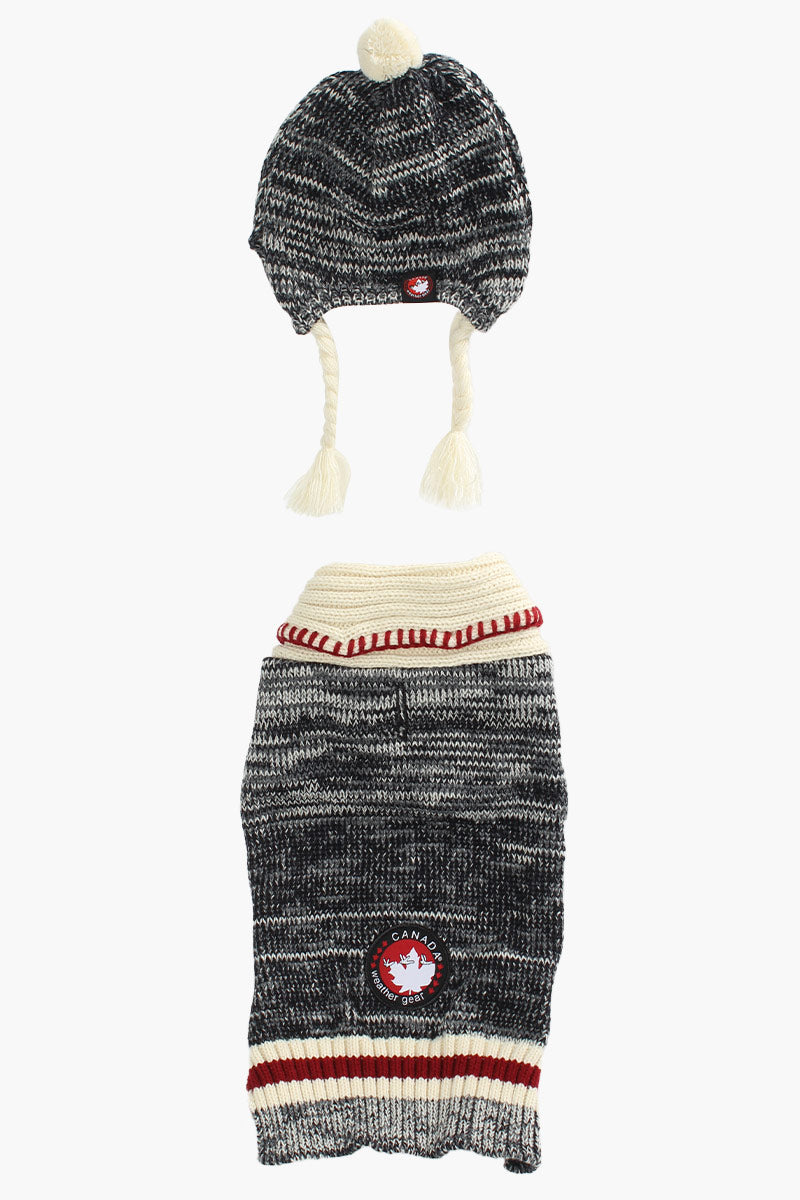 Canada Weather Gear Pom Hat Sweater Pet Set - Grey - Pet Accessories - Fairweather