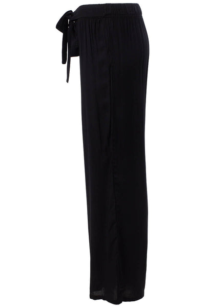 Solid Wide Leg Belted Palazzo Pants - Black - Womens Pants - Fairweather