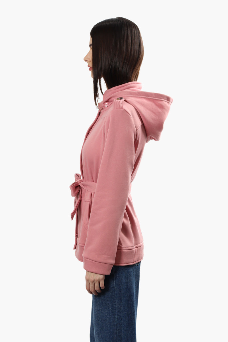 Fahrenheit Front Button Belted Lightweight Jacket - Pink - Womens Lightweight Jackets - Fairweather