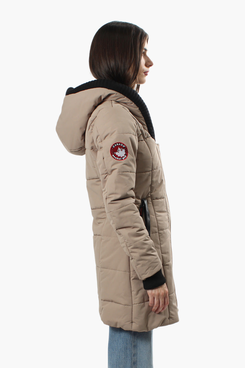 Canada Weather Gear Solid Ribbed Hood Parka Jacket - Beige - Womens Parka Jackets - Fairweather