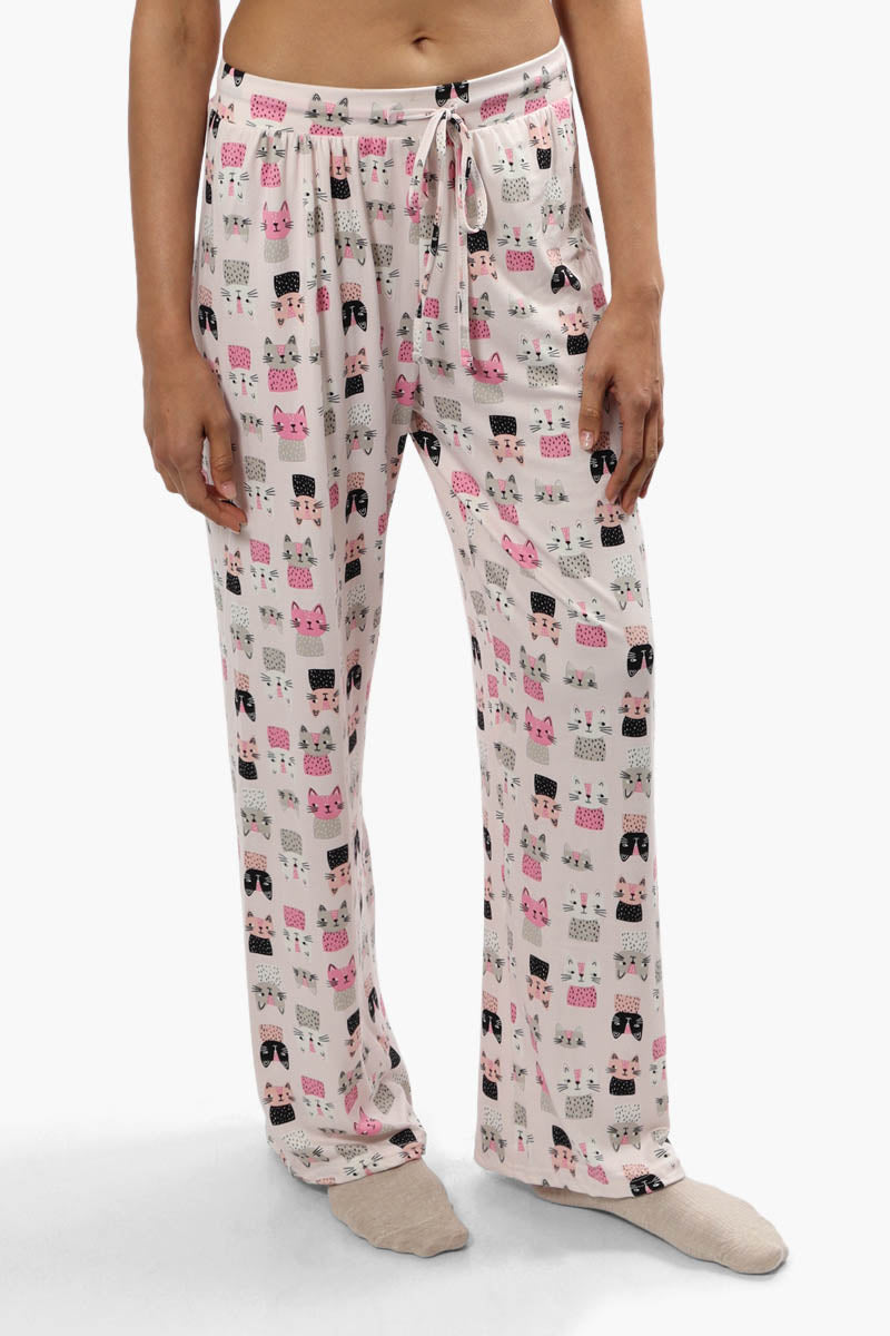Cuddly Canuckies Cat Print Pajama Pants - Pink - Womens Pajamas - Fairweather