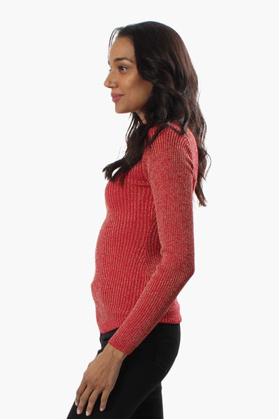 Limite Ribbed Mock Neck Pullover Sweater - Red - Womens Pullover Sweaters - Fairweather