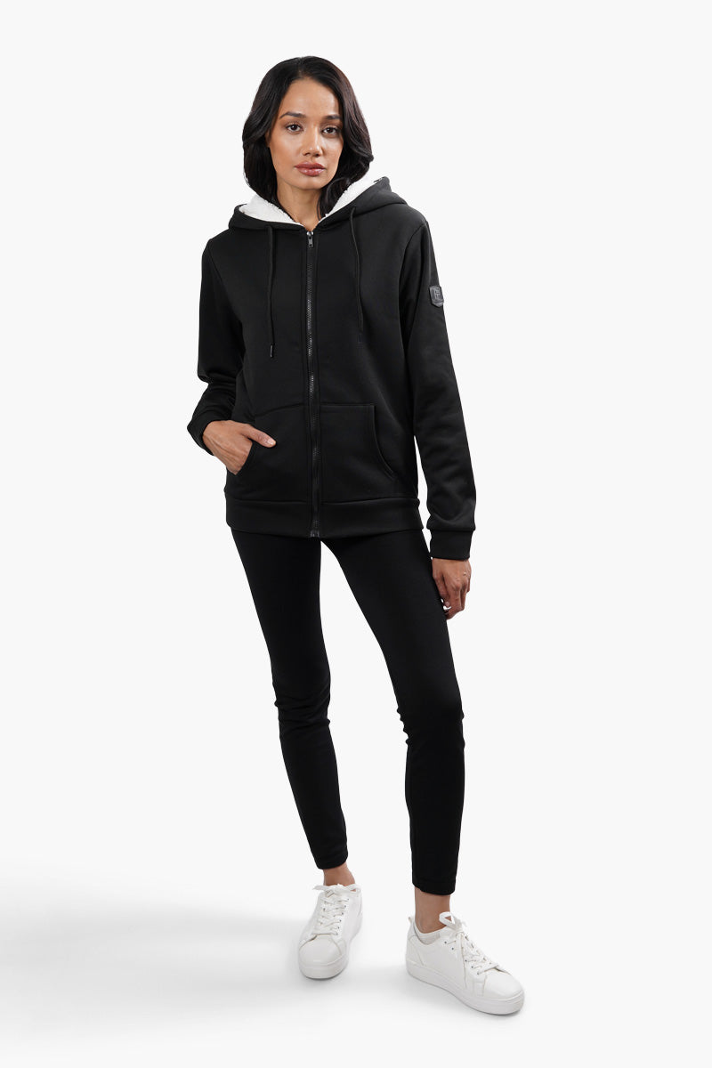 Fahrenheit Sherpa Lined Front Zip Hoodie - Black - Womens Hoodies & Sweatshirts - Fairweather