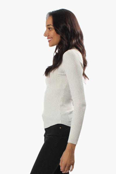 Limite Ribbed Mock Neck Pullover Sweater - White - Womens Pullover Sweaters - Fairweather