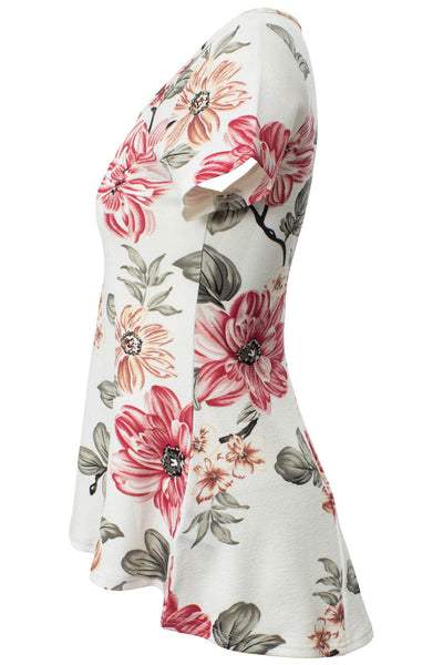 Short Sleeve Floral Tee - White - Womens Tees & Tank Tops - Fairweather