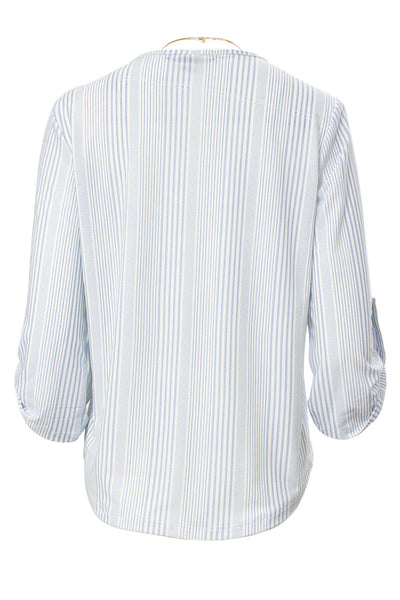 Pleated Roll Up Sleeve Blouse - White - Womens Shirts & Blouses - Fairweather