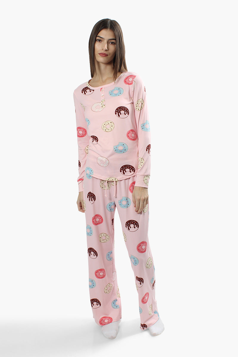 Canada Weather Gear Doughnut Print Pajama Pants - Pink - Womens Pajamas - Fairweather