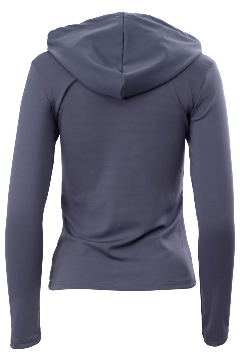 Fahrenheit Zip Front Mesh Shoulder Hoodie - Purple - Womens Hoodies & Sweatshirts - Fairweather