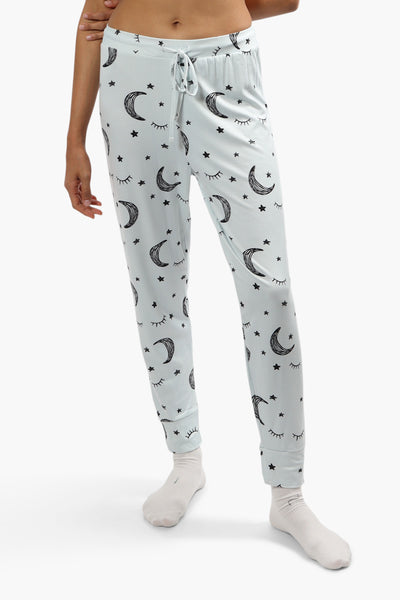 Cuddly Canuckies Moon Print Pajama Pants - Blue - Womens Pajamas - Fairweather