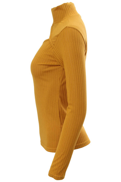 Majora Ribbed Cut Out Front Long Sleeve Top - Yellow - Womens Long Sleeve Tops - Fairweather