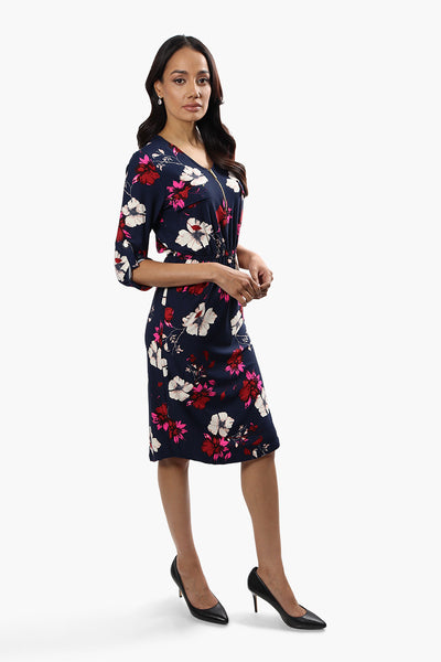 International INC Company Floral Flap Pocket Day Dress - Navy - Womens Day Dresses - Fairweather