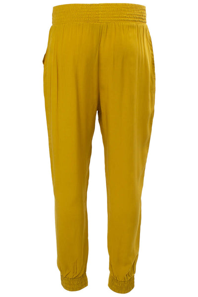 Belted Solid Challis Jogger Pants - Mustard - Womens Pants - Fairweather