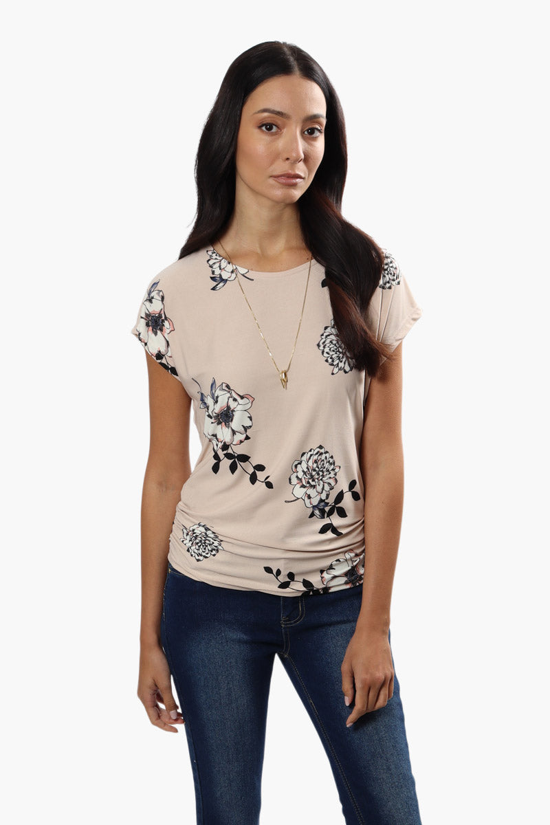 Beechers Brook Floral Side Cinched Shirt - Beige - Womens Shirts & Blouses - Fairweather