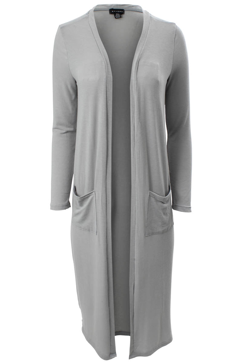 Majora Long Sleeve Open Front Cardigan - Grey - Womens Cardigans - Fairweather