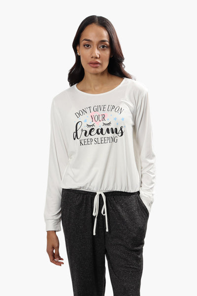 Cuddly Canuckies Dream Print Pajama Top - White - Womens Pajamas - Fairweather