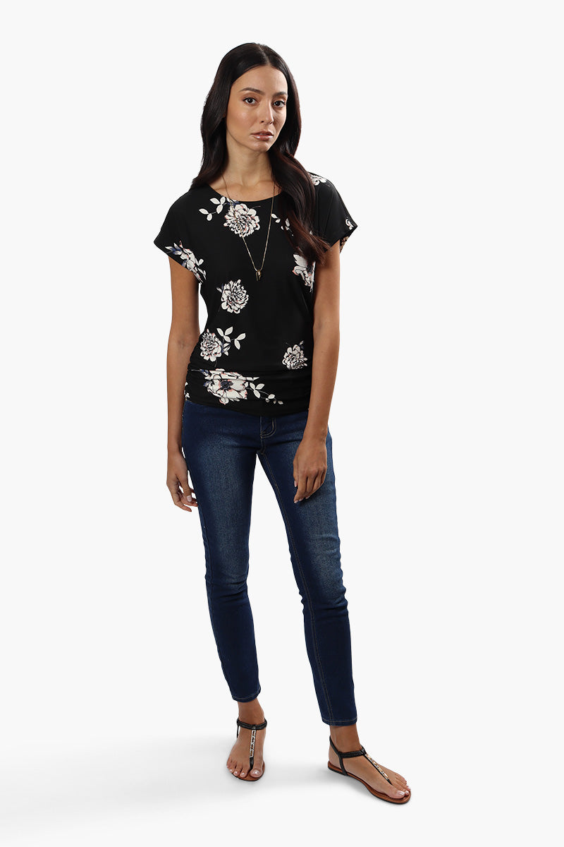 Beechers Brook Floral Side Cinched Shirt - Black - Womens Shirts & Blouses - Fairweather
