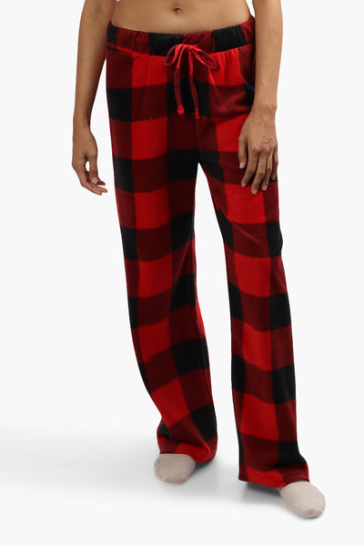 Cuddly Canuckies Plush Plaid Print Pajama Pants - Red - Womens Pajamas - Fairweather