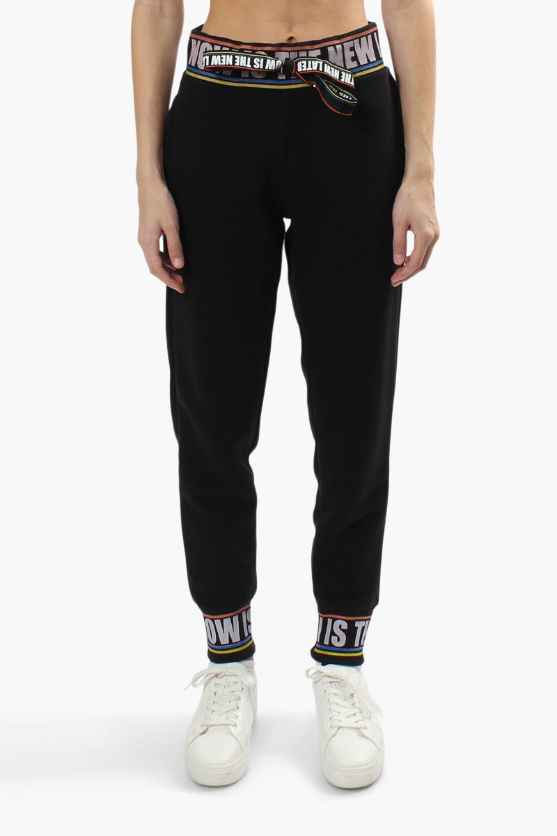 New Look Printed Waistband Joggers - Black - Womens Joggers & Sweatpants - Fairweather