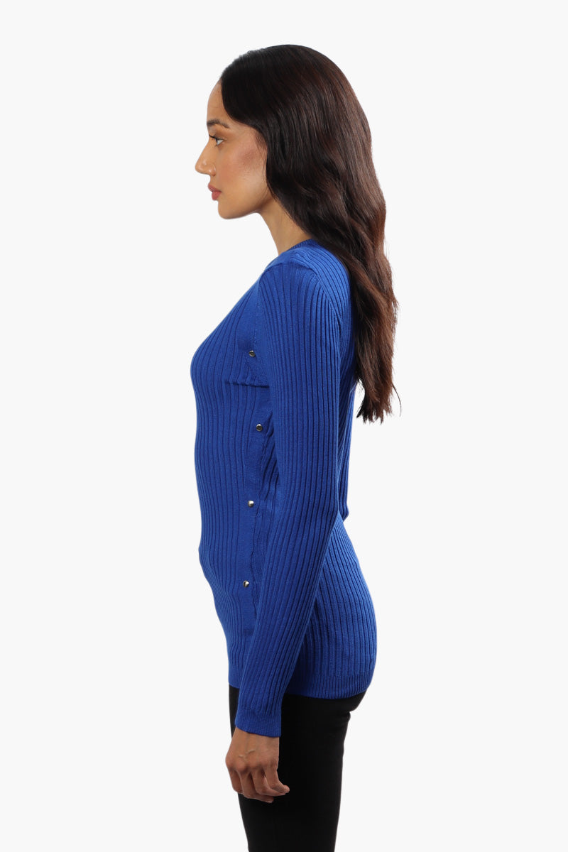 Limite Ribbed Crewneck Pullover Sweater - Blue - Womens Pullover Sweaters - Fairweather