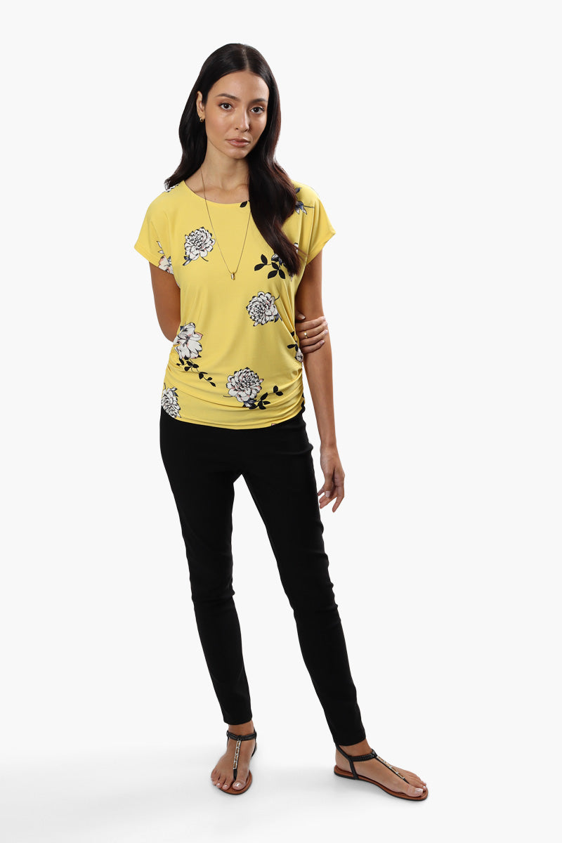 Beechers Brook Floral Side Cinched Shirt - Yellow - Womens Shirts & Blouses - Fairweather