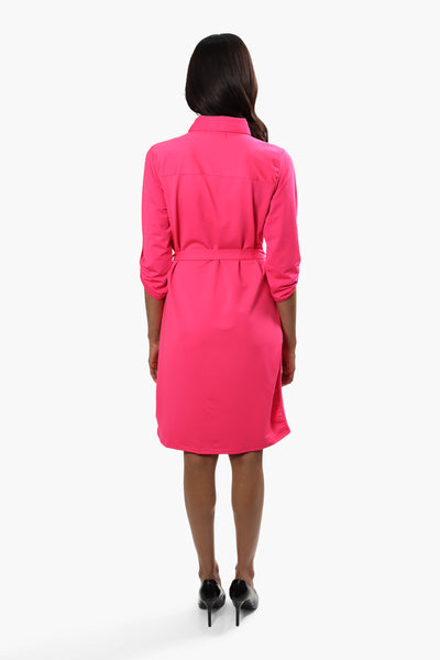 Beechers Brook Belted Button Up Day Dress - Pink - Womens Day Dresses - Fairweather