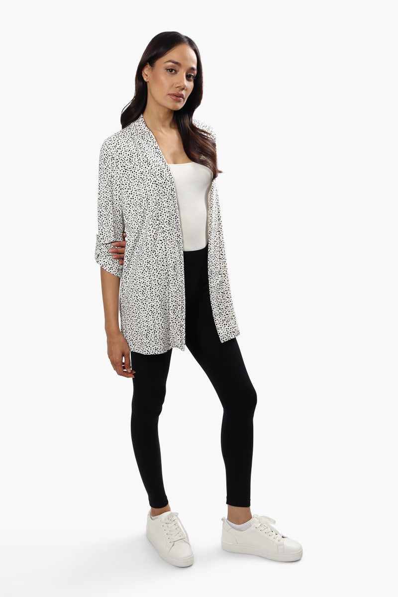 International INC Company Patterned Roll Up Sleeve Cardigan - White - Womens Cardigans - Fairweather