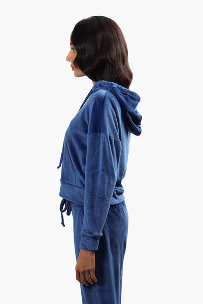 Mikk Velour Front Zip Hoodie - Blue - Womens Hoodies & Sweatshirts - Fairweather