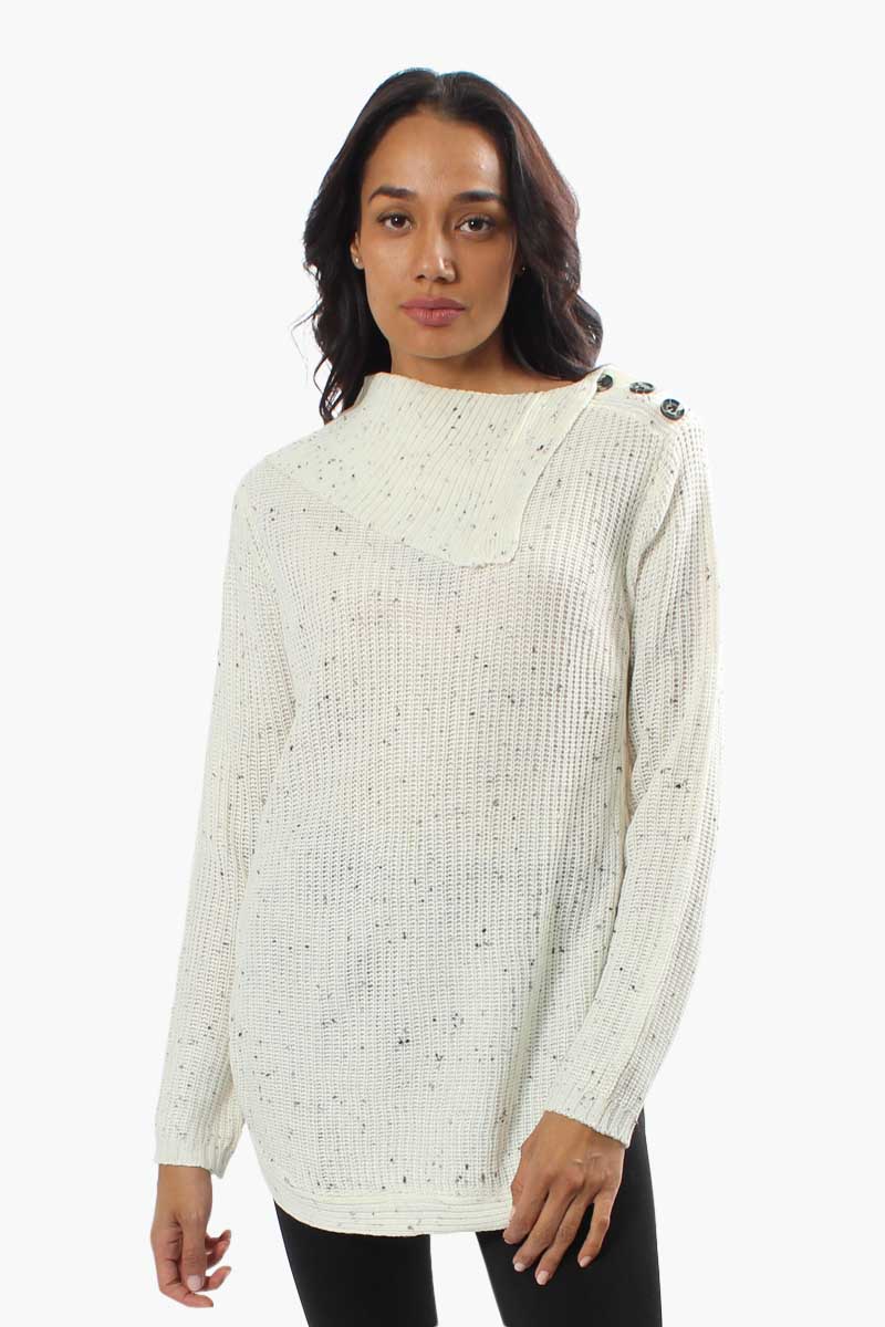 International INC Company Split Neck Knit Pullover Sweater - Cream - Womens Pullover Sweaters - Fairweather