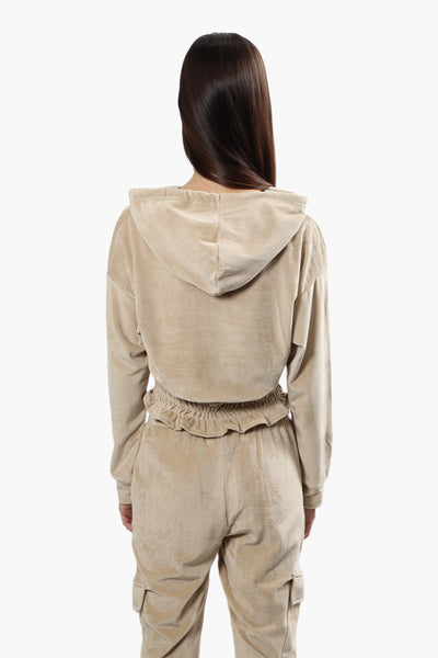Mikk Cropped Cinched Waist Pullover Hoodie - Beige - Womens Hoodies & Sweatshirts - Fairweather