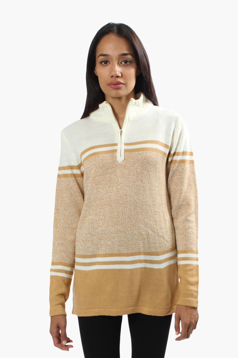 Canada Weather Gear Front Zip Pullover Sweater - Beige - Womens Pullover Sweaters - Fairweather