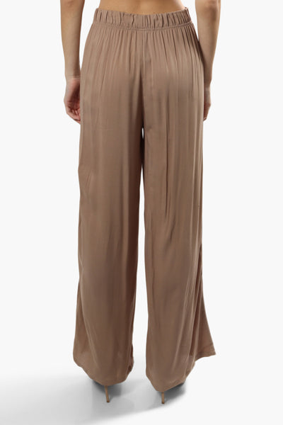 Solid Wide Leg Belted Palazzo Pants - Camel - Womens Pants - Fairweather