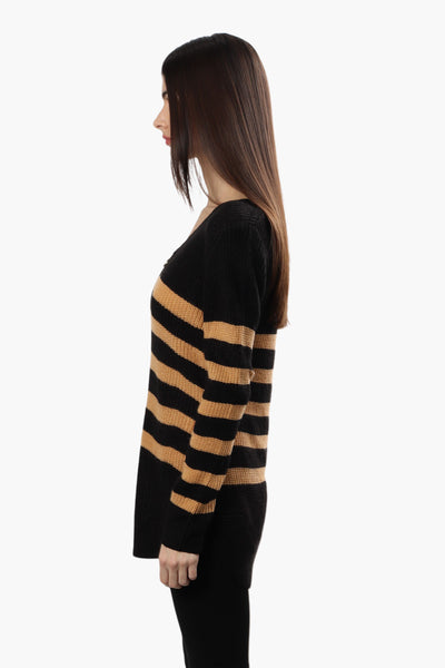 International INC Company Striped Pullover Sweater - Black - Womens Pullover Sweaters - Fairweather